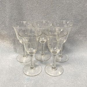 Vintage Etched Cordial or Liqueur Glasses - Set of 5 - Christmas Bow